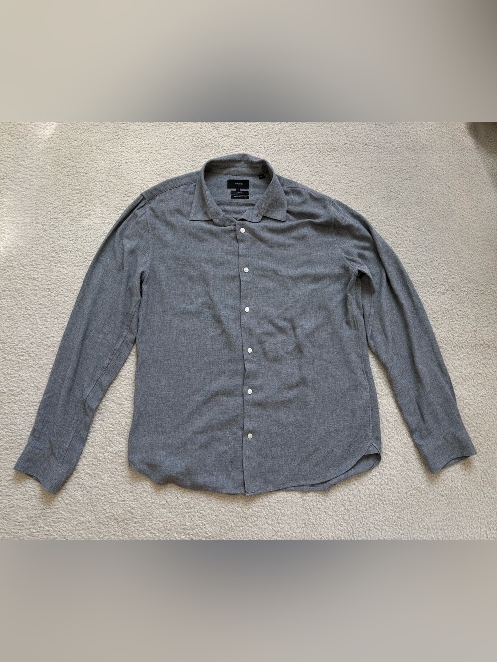 Vince men’s slim fit breathable wool blend button down shirt sz L Italian fabric